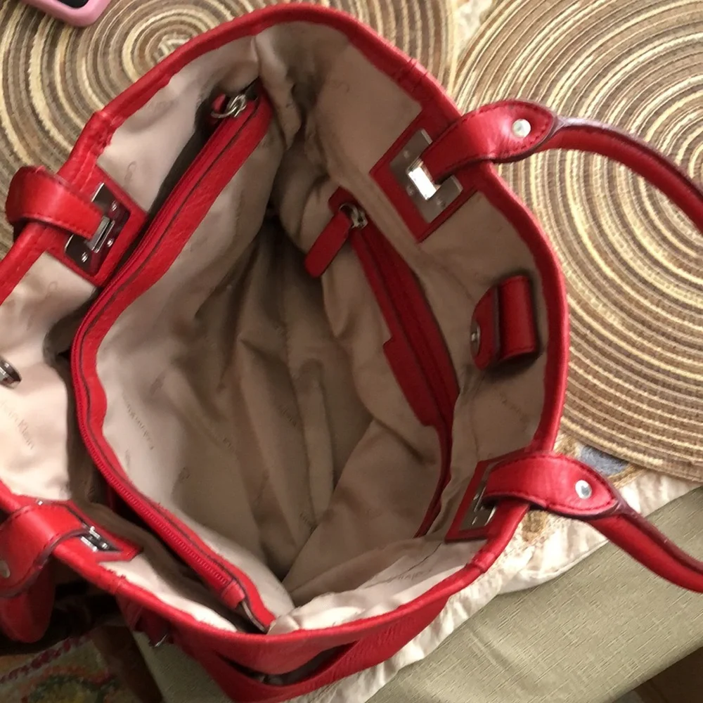 Calvin Klein Red Leather Handbag In Preloved & Gently Used Condition! - Picture 12 of 14